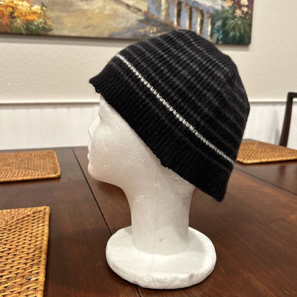 Outdoor Research Gray Stripe Black Wool Blend Beanie Skull Cap Winter Snow One - Picture 12 of 12
